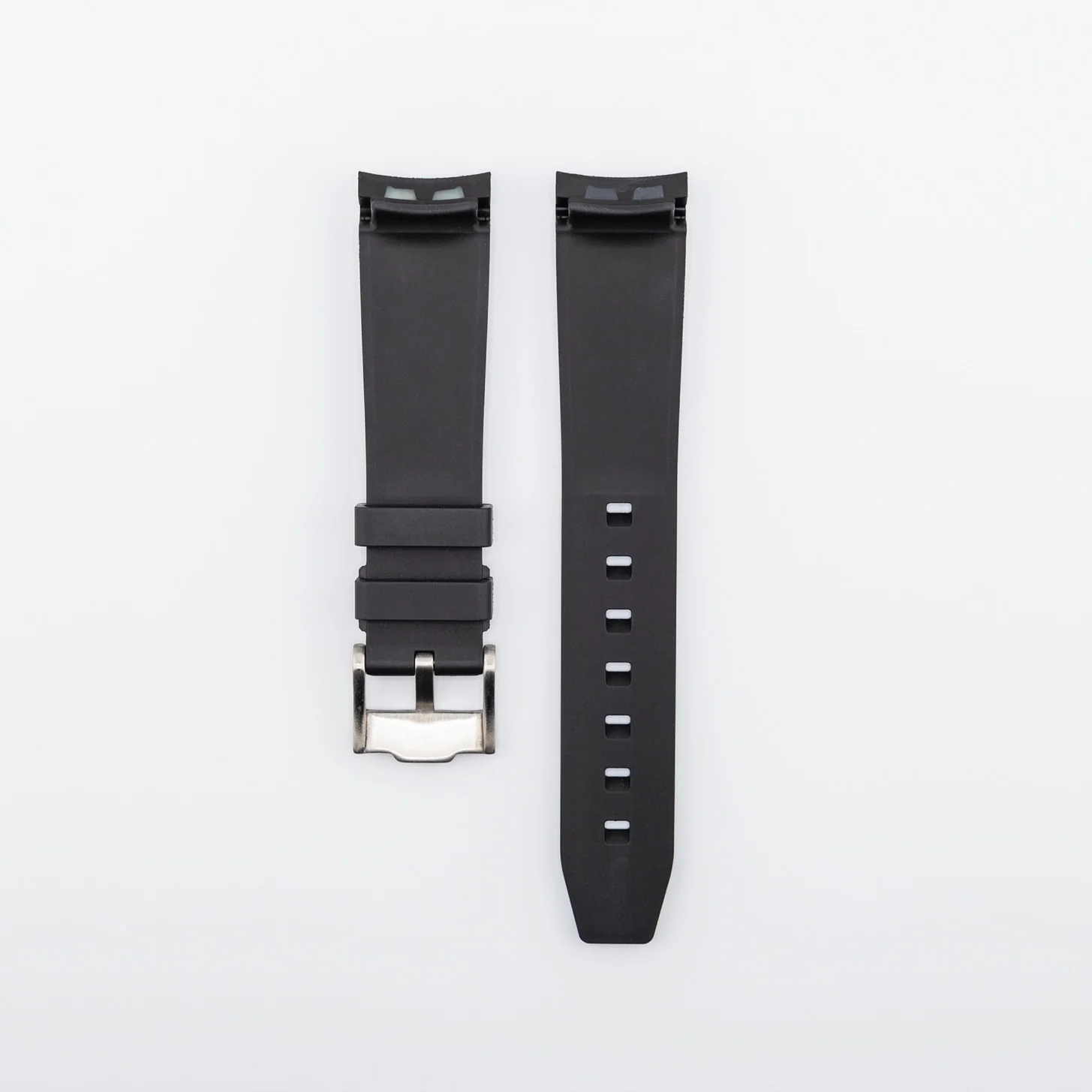 Black Cristallo "curved end" FKM rubber strap - Image 3