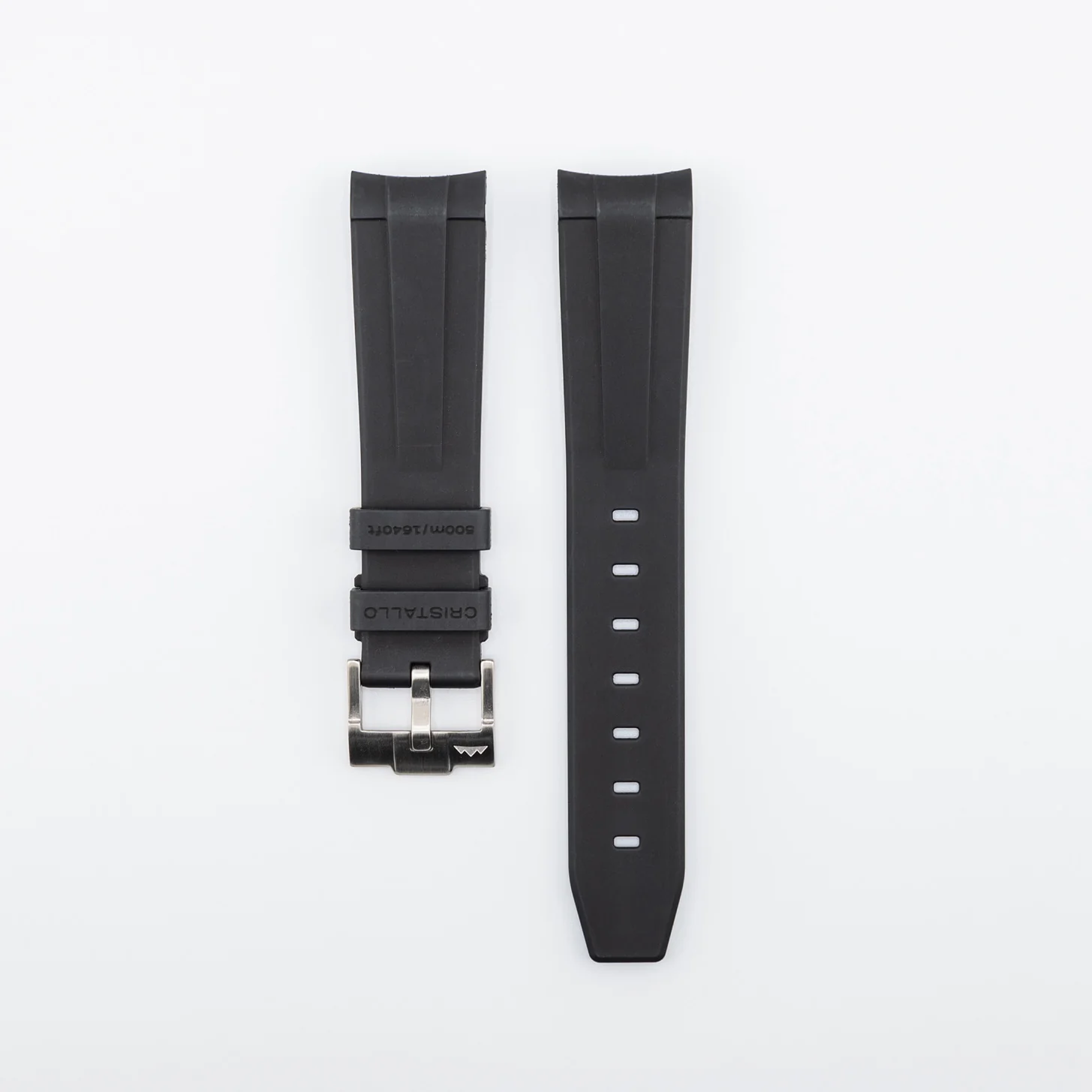 Black Cristallo "curved end" FKM rubber strap - Image 4