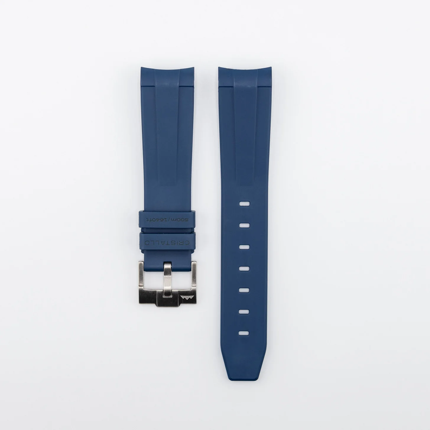 Blue Cristallo "curved end" FKM rubber strap - Image 4